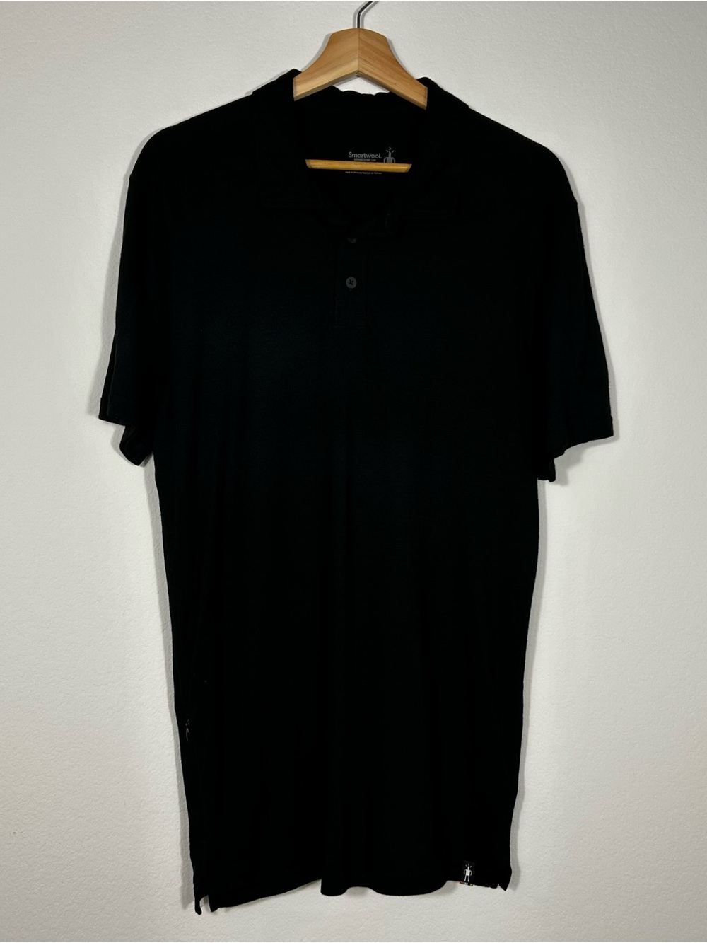 Smartwool Merino 150 Polo Shirt Mens Large Black Performance Wool Hiking Outdoor